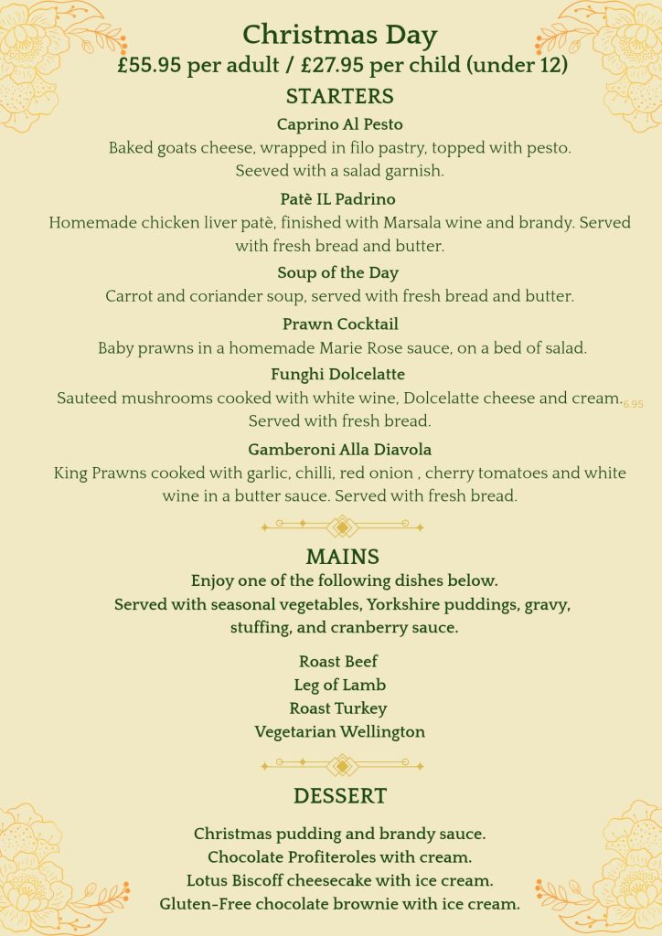 king william christmas day menu